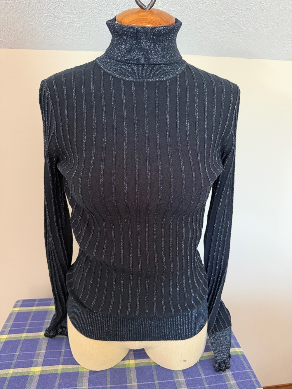Scotch and soda turtleneck black metallic cotton blend sweater - size small